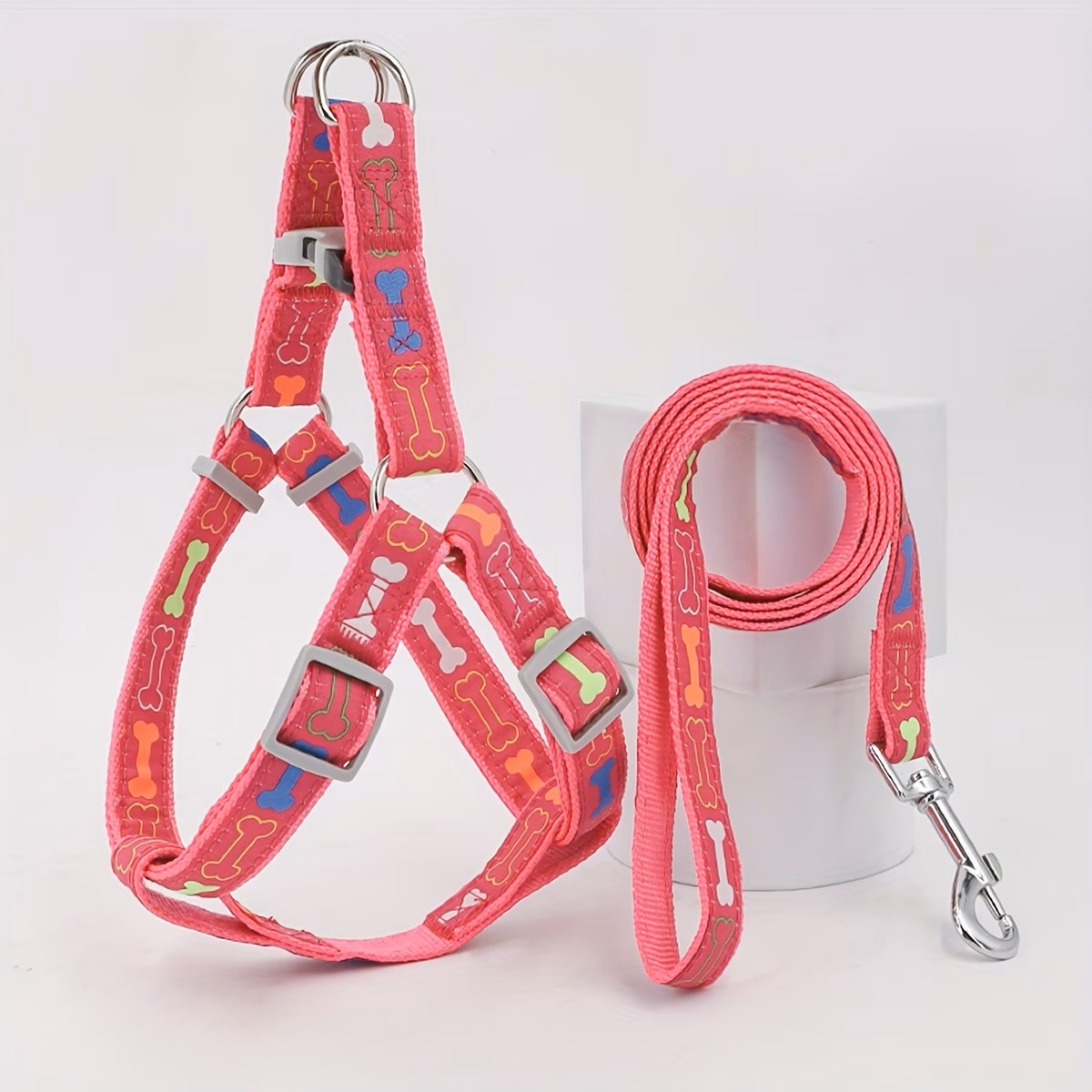 D Ring Strap - 調節可能な犬用ハーネス、クイックリリースバックル付き、耐久性のあるポリエステル製ペット用チェストストラップ、ダブルDリング、小型犬・中型犬用安全ベスト