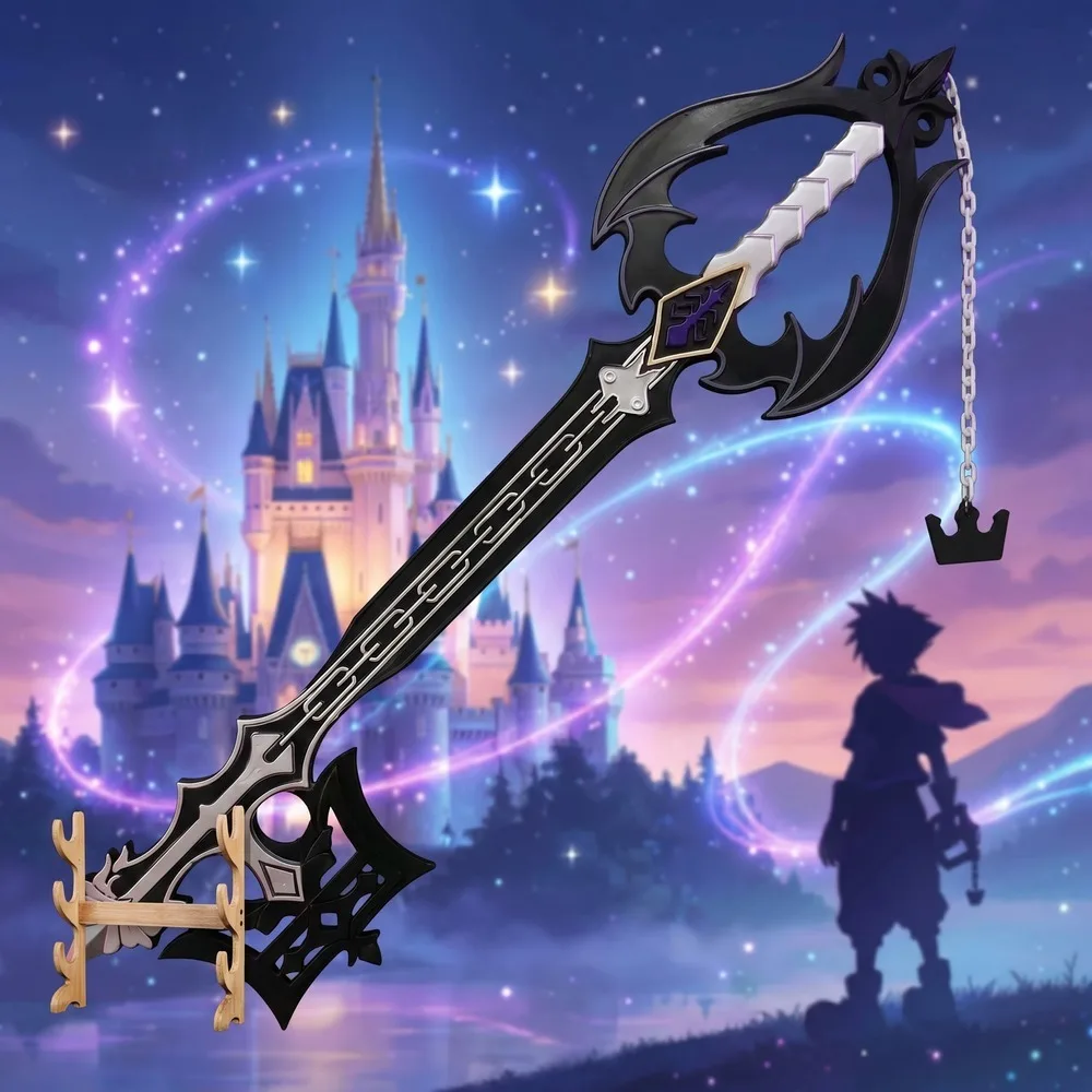 Keyblade Cosplay Prop - キングダムハーツ 42インチ 108cm ブラックホワイトキーブレード プラスチック製忍者ナイフ サーベルソード