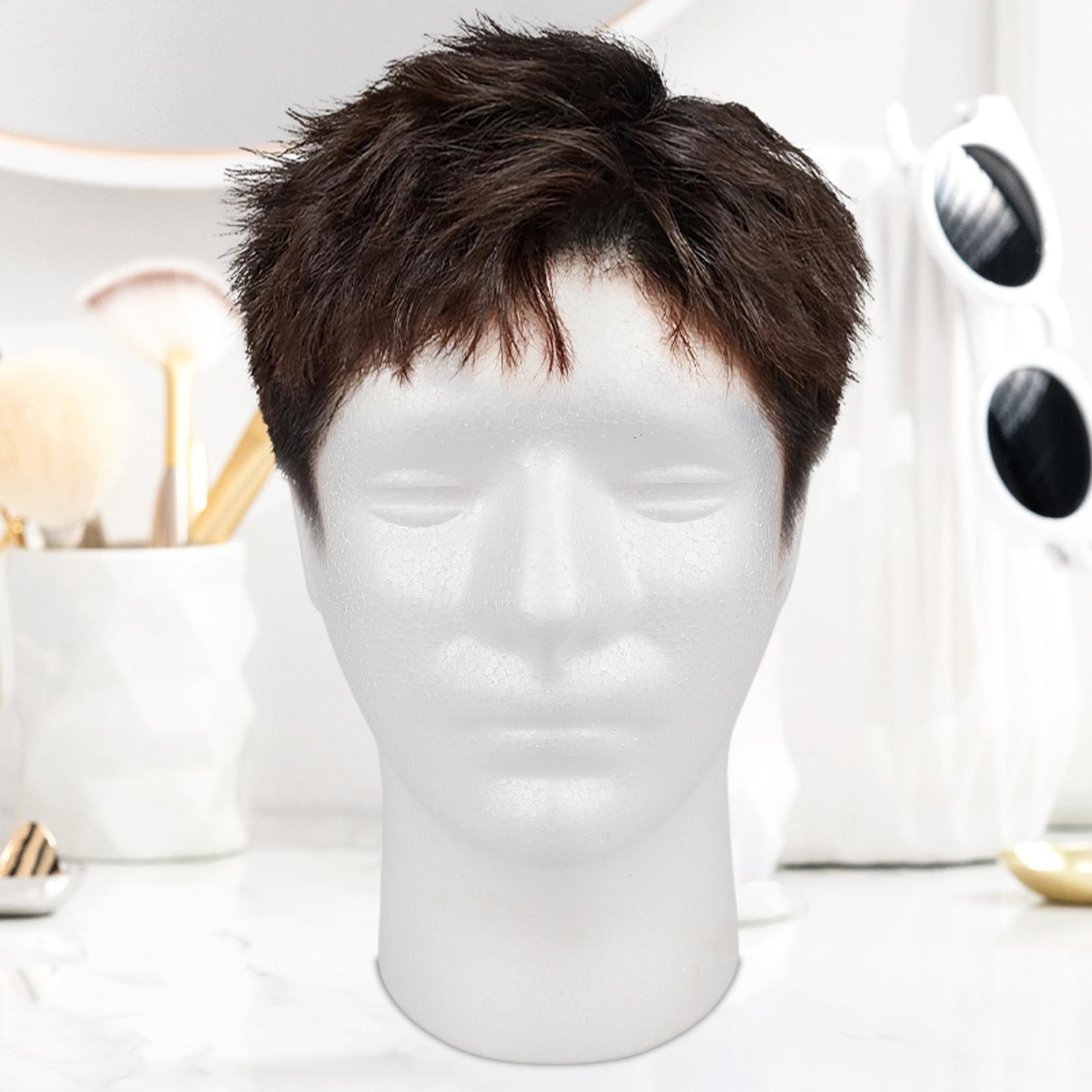 Cosplay Prop Foam - 男性用、泡素材のヘアモデル、ウィッグスタンド、マネキンヘッド、帽子やヘッドホンの展示用、白