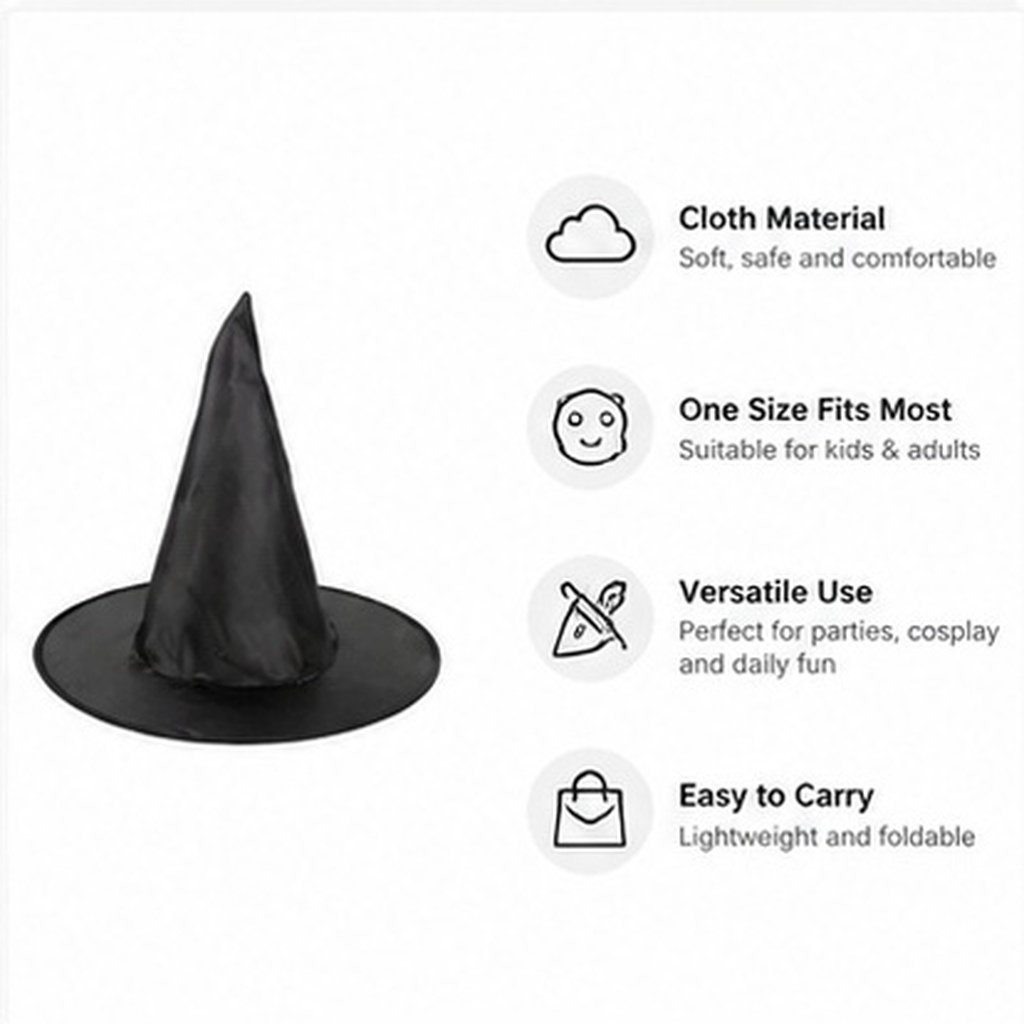 Easy Cosplay Prop - ハロウィーンの魔女帽子8個セット。つばが広く、パーティーやコスプレに最適。柔らかい素材で快適、お手入れも簡単。繰り返し使用でき、写真撮影の小道具や装飾用としても活用できます。