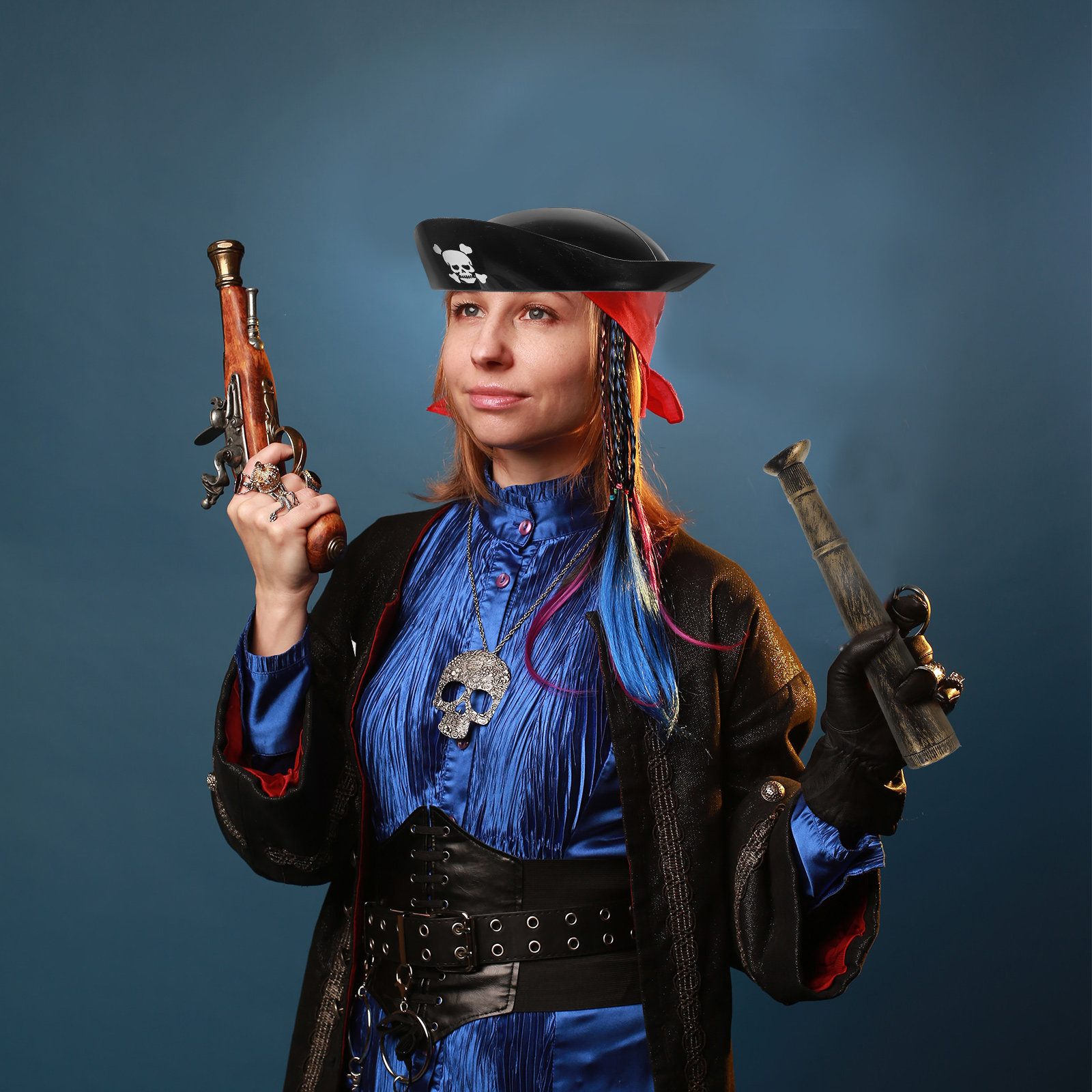 Easy Cosplay Prop - 1セットの海賊コスプレ衣装キット。着やすく、パーティー、仮装舞踏会、ハロウィーン、写真撮影の小道具として使える、面白い海賊衣装。