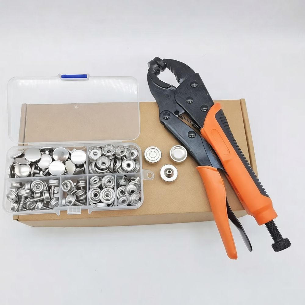 Snap Plier Setter - 手動式金属製スナップボタン取り付けプライヤーキット。ステンレス製ボタン取り付け器。革製品、キャンバス生地、布地の縫製用工具。