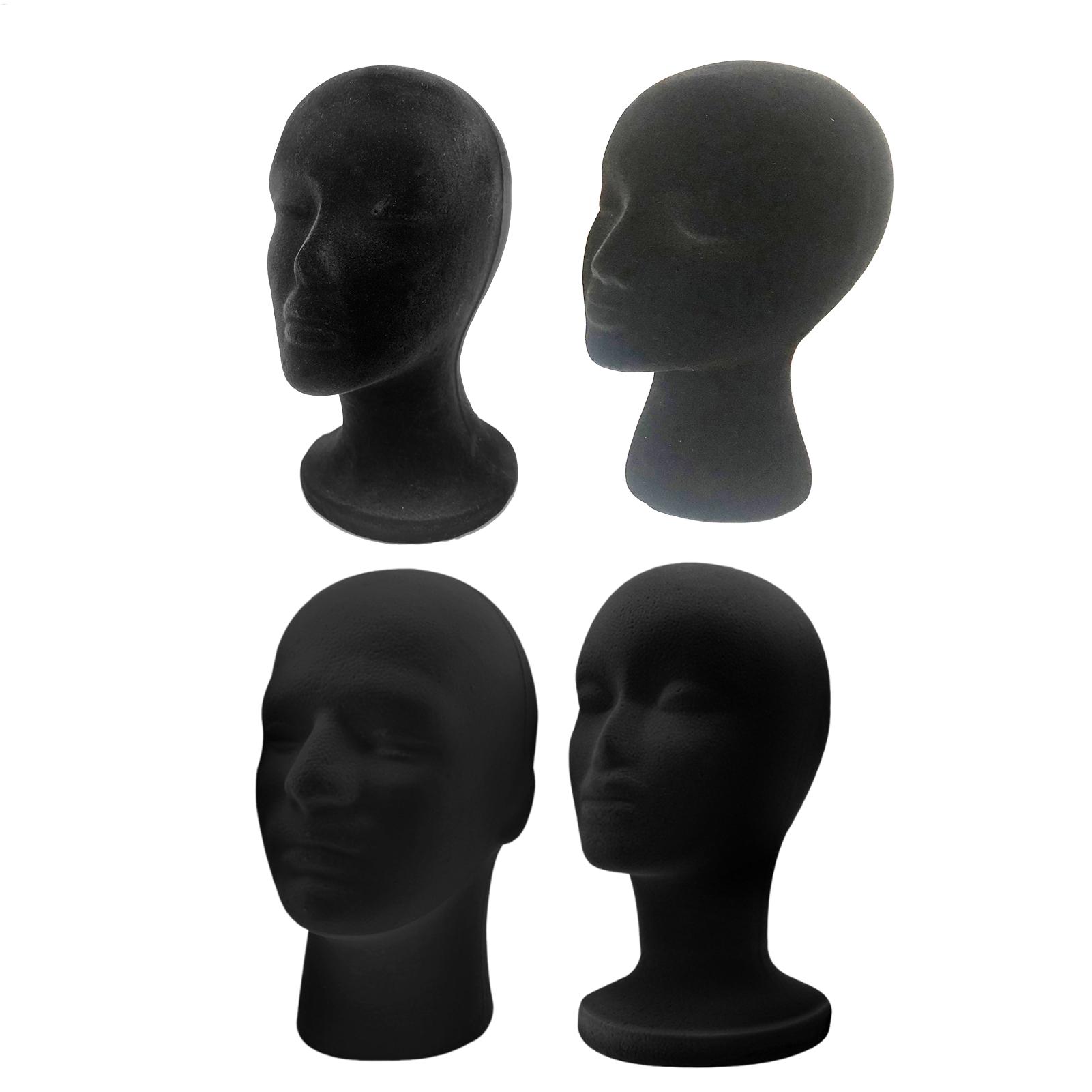 Cosplay Prop Foam - 黒色のマネキンヘッド、フォームベルベット製マネキン、ウィッグディスプレイ、美容ディスプレイモデルラック、ジュエリーやヘア用
